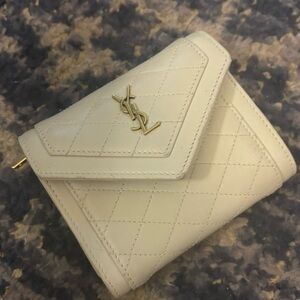 Saint Laurent quilted leather wallet off white